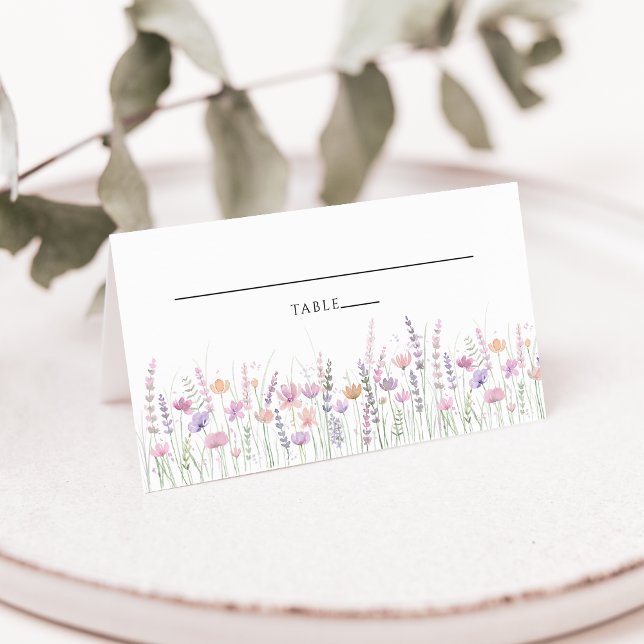 Tarjeta de lugar de boda floral de pasteles suaves (Subido por el creador)