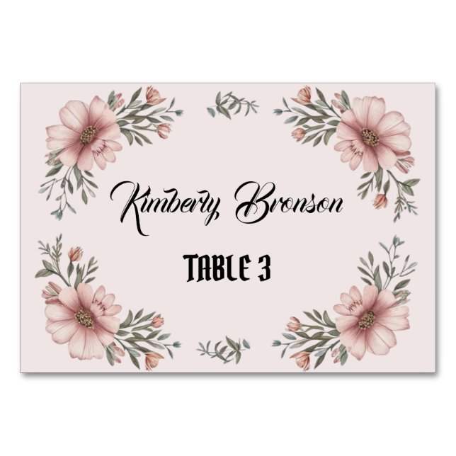 Tarjeta de lugar de boda floral elegante (Reverso)
