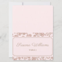 Tarjeta de lugar de boda floral – Elegante rosa y