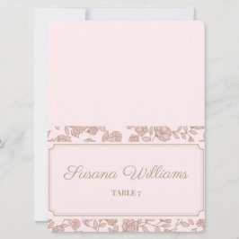 Tarjeta de lugar de boda floral – Elegante rosa y 