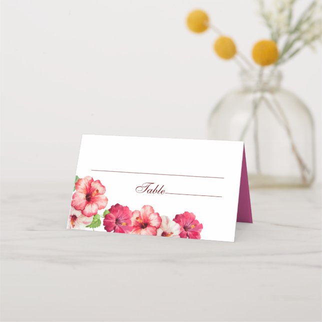 Tarjeta de lugar de Boda floral tropical (Anverso)