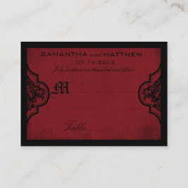 Tarjeta de lugar de Boda Gótico Damask Red Grunge