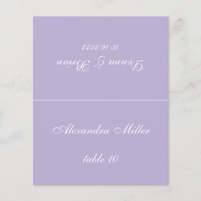 Tarjeta de lugar de Boda Lavender - Nombre de invi (Anverso)