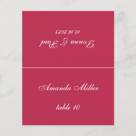 Tarjeta de lugar de boda Magenta Rojo con nombre d