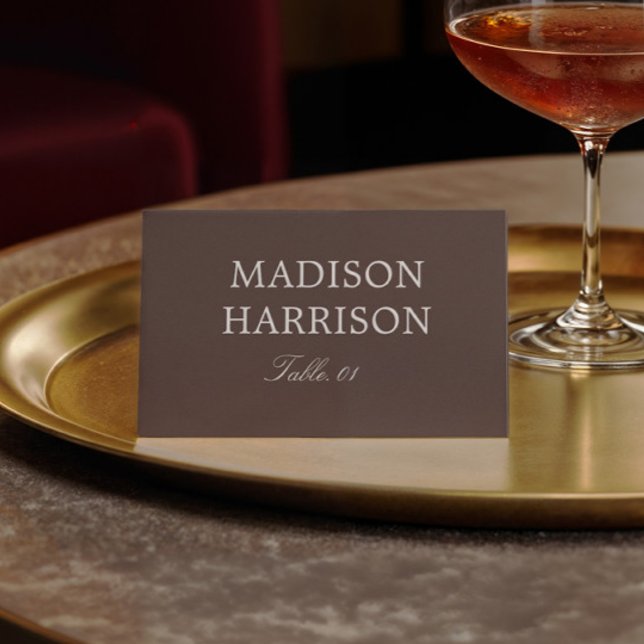 Tarjeta de lugar de boda marrón chocolate moderno  (Subido por el creador)