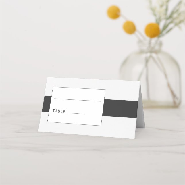 Tarjeta de lugar de boda negrita mínima en blanco  (Reverso)