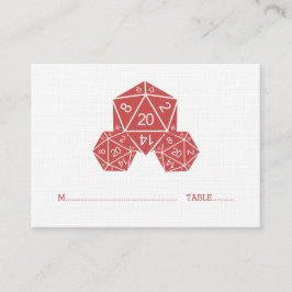 Tarjeta de lugar de Boda Red D20 Dice