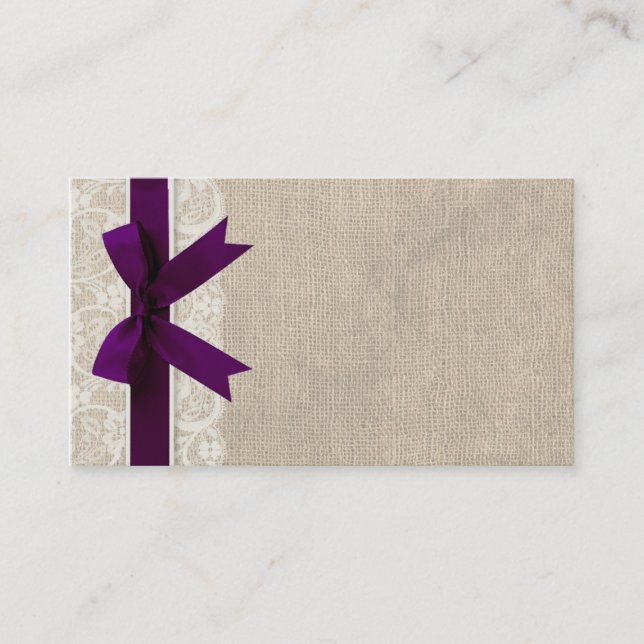 Tarjeta de lugar de Boda Rústico Lace and Burlap (Anverso)