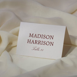 Tarjeta de lugar de boda sencilla de marfil y burg