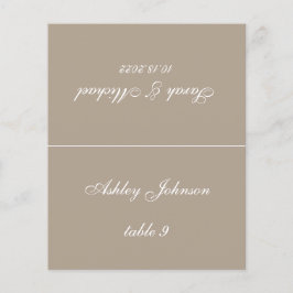 Tarjeta de lugar de boda simple en color taupe con