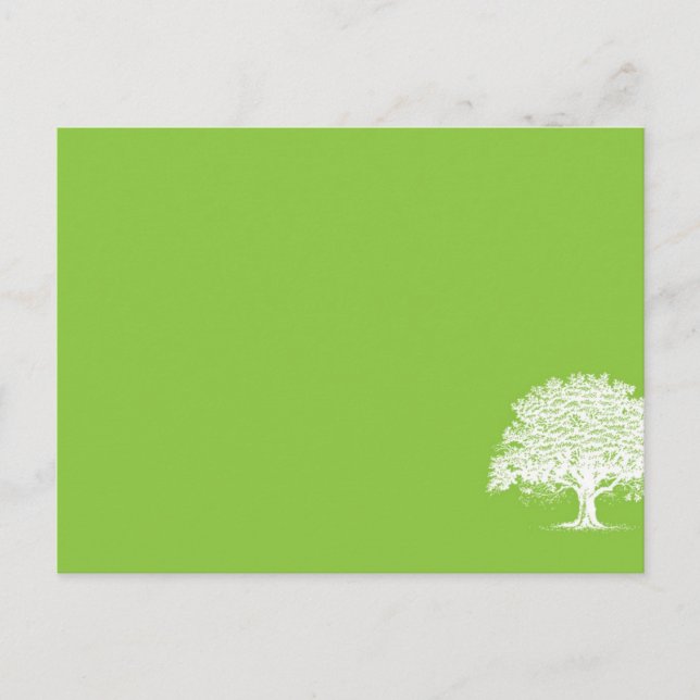 Tarjeta de lugar de boda verde/blanco de árbol de  (Anverso)