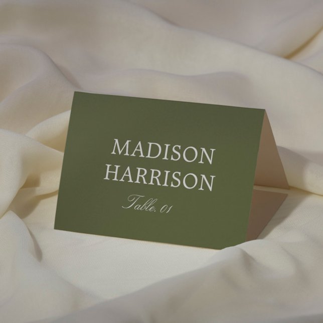 Tarjeta de lugar de boda verde oliva DIY (Subido por el creador)