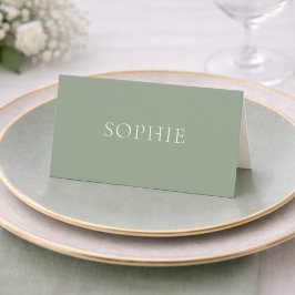 Tarjeta de lugar de boda verde salvia