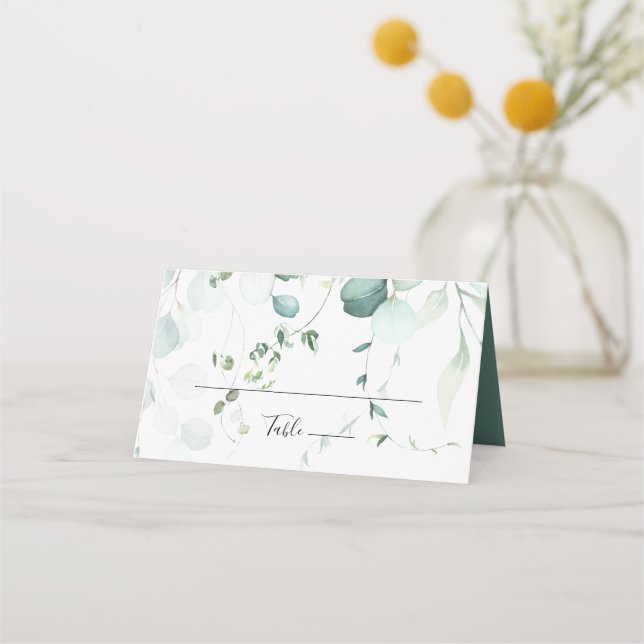 Tarjeta de lugar de Boda verde verde de verano Euc (Anverso)