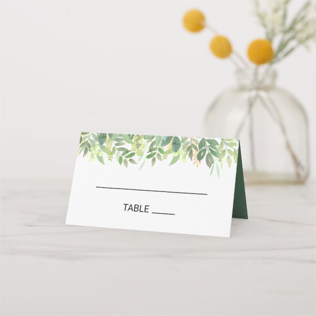 Tarjeta de lugar de bodas de verano de verdor verd (Anverso)