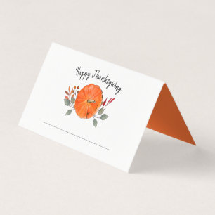 Tarjeta de lugar de calabaza de acuarela de Acción