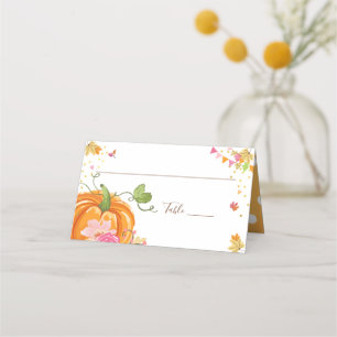 Tarjeta de lugar de calabaza Ducha otoño cumpleaño