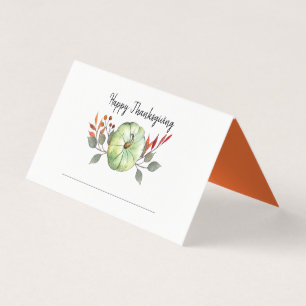 Tarjeta de lugar de calabaza verde acuarela para A