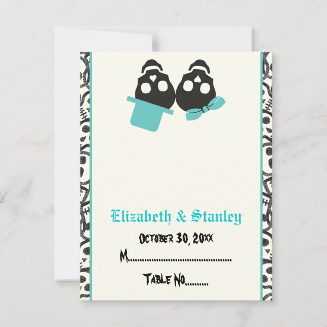 Tarjeta de lugar de calaveras elegantes de Hallowe (Anverso)