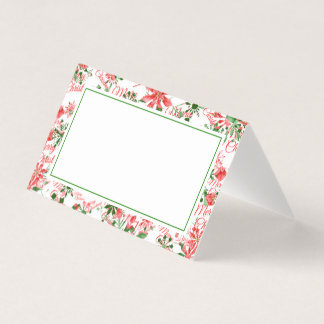Tarjeta de lugar de cena para navidades | Copos de