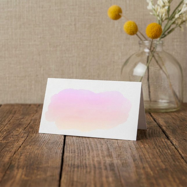 Tarjeta de lugar de color agua rosa (Pink watercolor guest name place card)