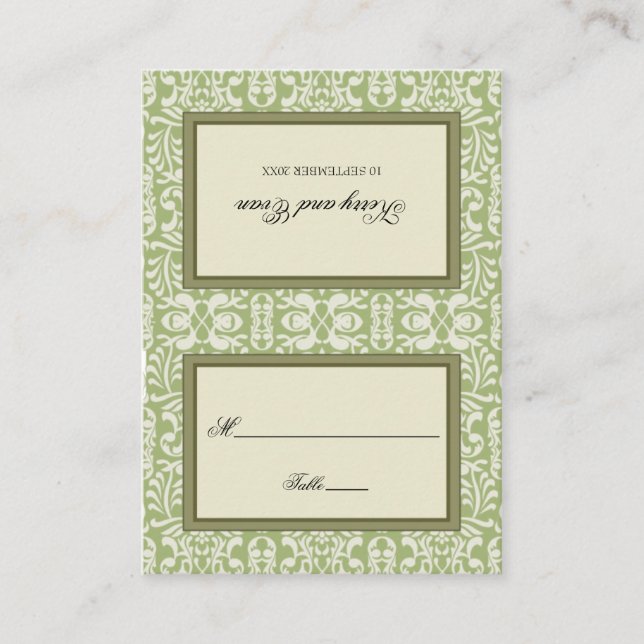 Tarjeta de lugar de damasco Art Deco (Anverso)