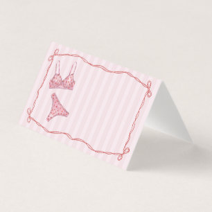 Tarjeta de lugar de ducha de lencería de corazones