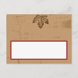 Tarjeta de lugar de escritura hojas marrones