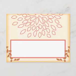 Tarjeta de lugar de escritura rosa y floral marrón
