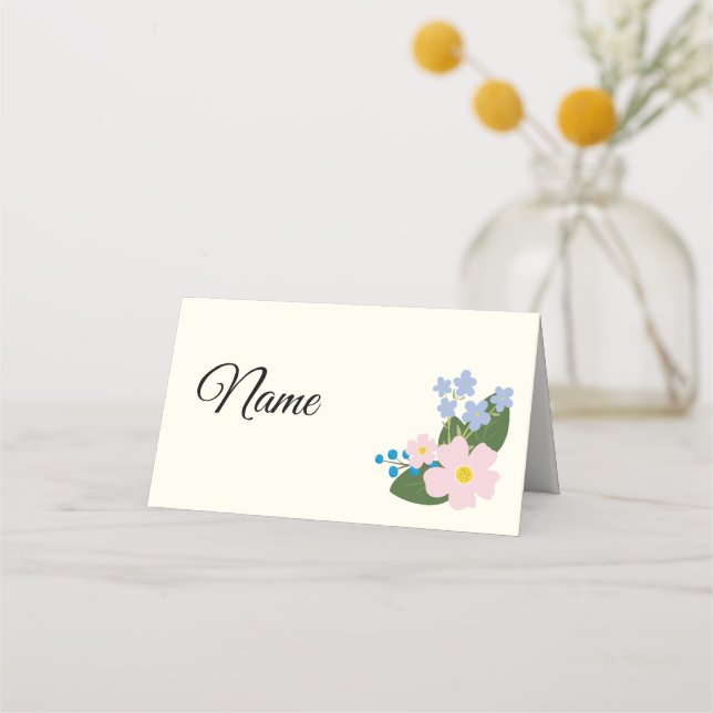 Tarjeta de lugar de flor rosa (Anverso)