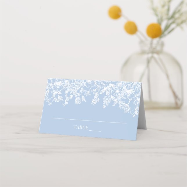 Tarjeta de lugar de flor silvestre azul polvorient (Anverso)