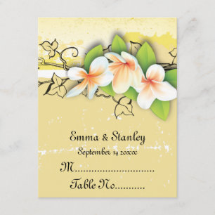 Tarjeta de lugar de hiedra plumeria blanca vintage