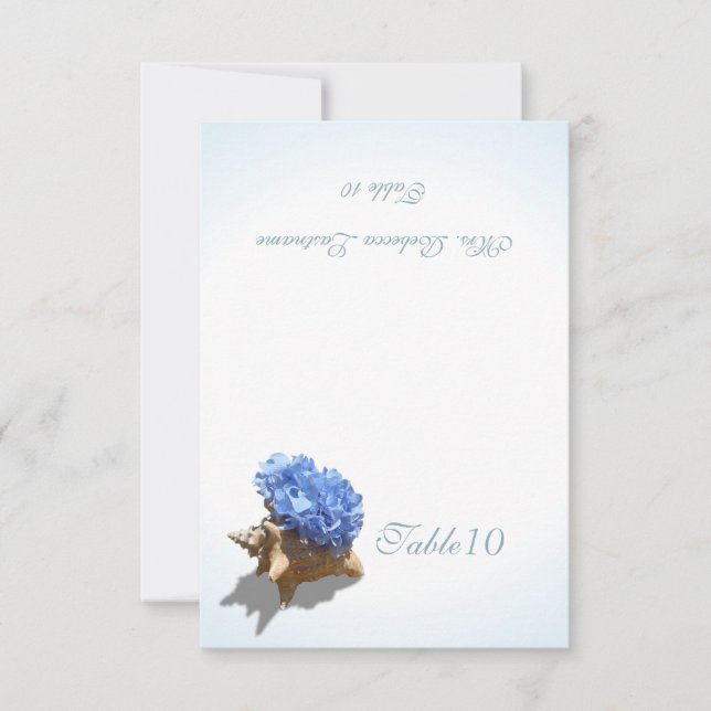 Tarjeta de lugar de Hortensia Azul Caparazón (Anverso)