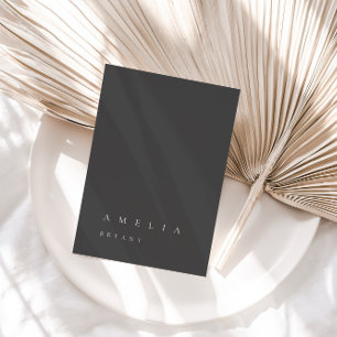 Tarjeta de lugar de invitado de color gris oscuro