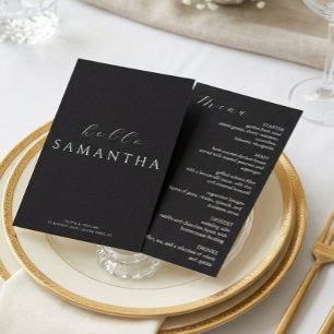 Tarjeta de lugar de invitado y menú minimalista ne