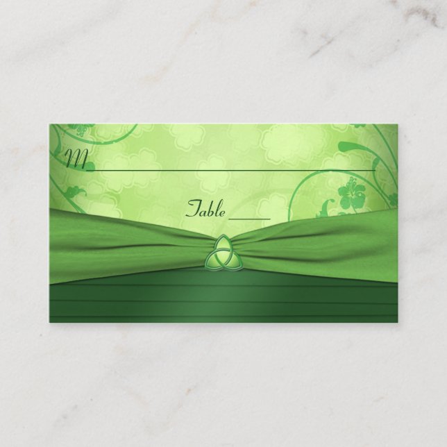 Tarjeta de lugar de Knot de amor verde esmeralda (Anverso)