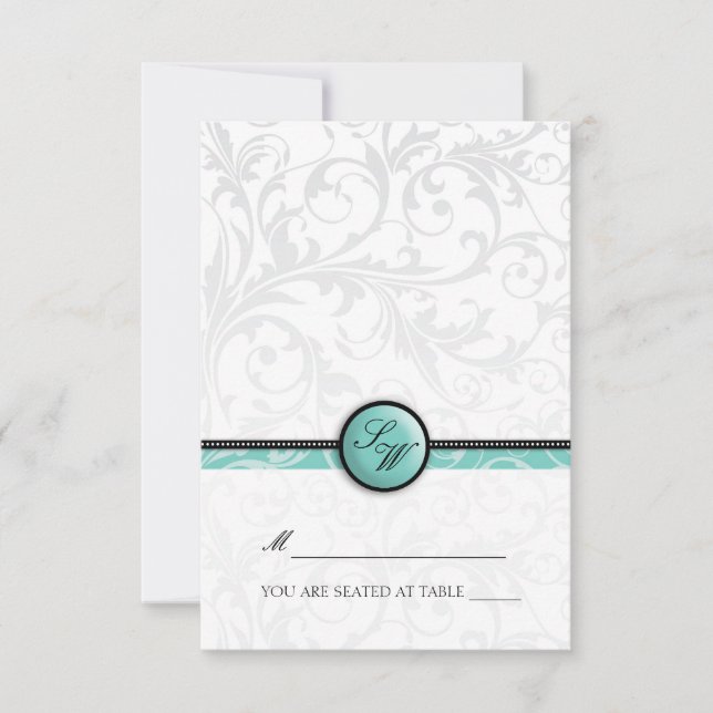 Tarjeta de lugar de la carpa plegable con monogram (Anverso)