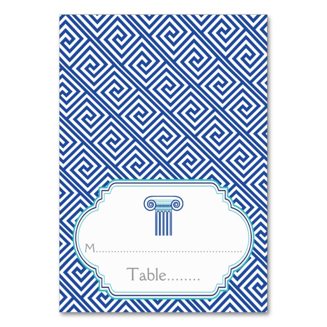 Tarjeta de lugar de la clave y columna griega azul (Anverso)