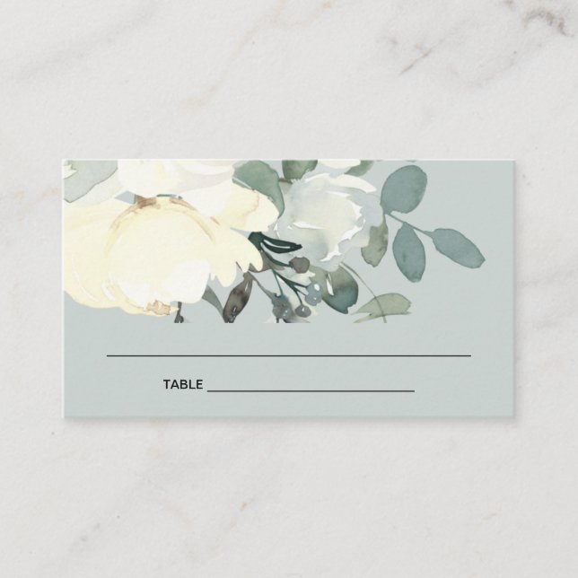 TARJETA DE LUGAR DE LA DUCHA BRIDAL DE FLORAL GRIS (Anverso)