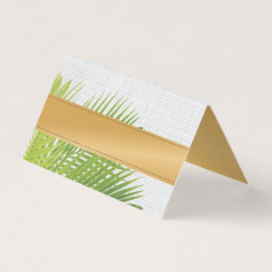 Tarjeta de lugar de la hoja de palma tropical