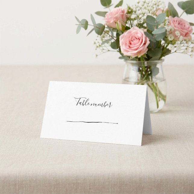 Tarjeta de lugar de la mesa de recepción con estil (Black ink style reception table number place card.)