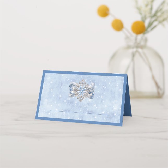 Tarjeta de lugar de la mesa de vacaciones de Blue  (Anverso)