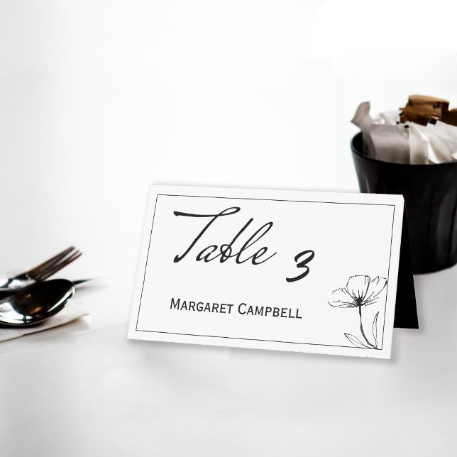 Tarjeta de lugar de la tabla de Boda blanco y negr (Subido por el creador)