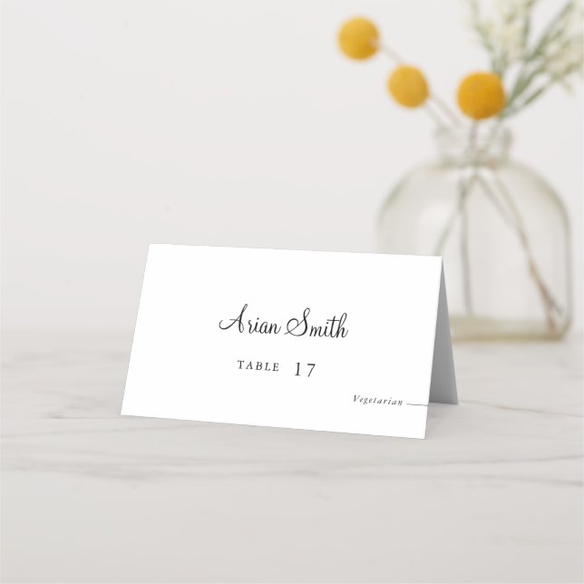 Tarjeta de lugar de mesa boda con nombre y elecció (Anverso)