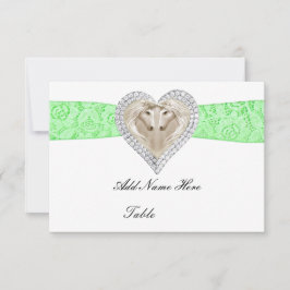 Tarjeta de lugar de mesa con encaje verde unicorni
