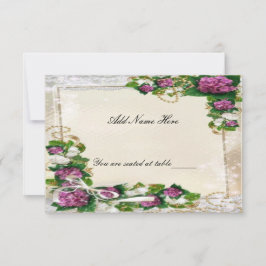 Tarjeta de lugar de mesa con Hortensia Morada y En