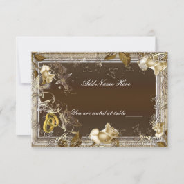 Tarjeta de lugar de mesa con Rosa Blanca Elegancia