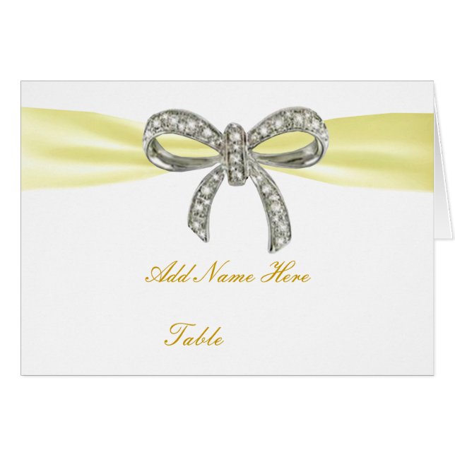 Tarjeta de lugar de mesa de Boda amarillo de diama (Anverso (Horizontal))