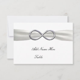 Tarjeta de lugar de mesa de boda blanca infinita d