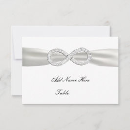 Tarjeta de lugar de mesa de boda blanca infinita d